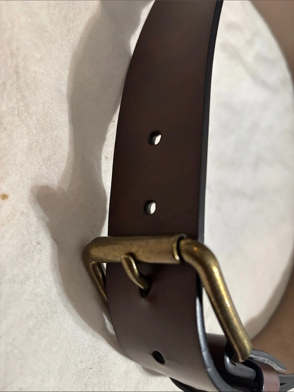 GAP Brown Leather Belt with Brass-Tone Buckle